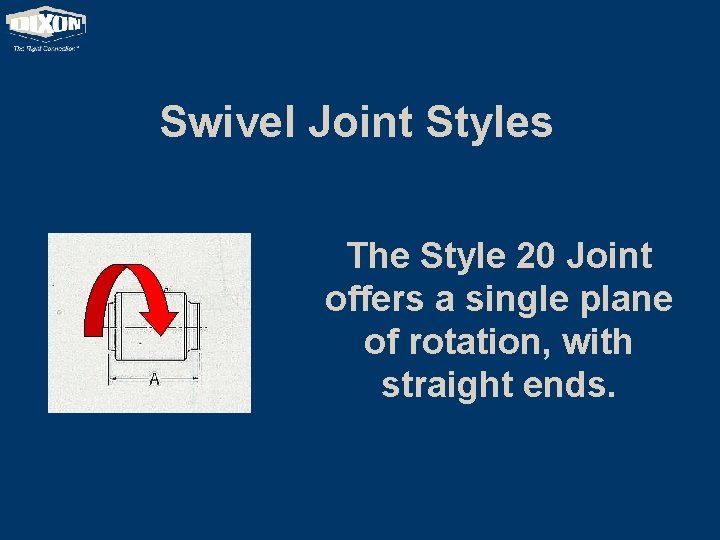 Swivel Joint Styles The Style 20 Joint offers a single plane of rotation, with