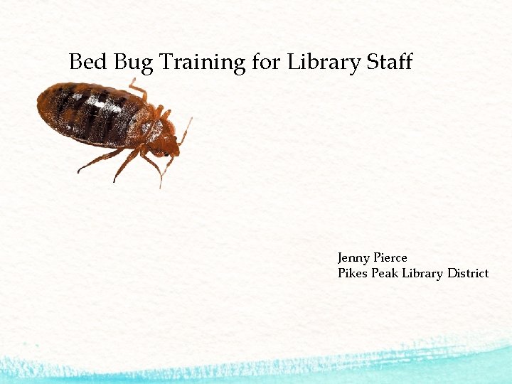 Bed Bug Training for Library Staff Jenny Pierce Pikes Peak Library District 
