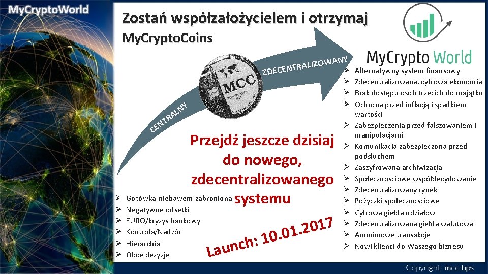 Zostań współzałożycielem i otrzymaj My. Crypto. Coins ANY W O Z I L A