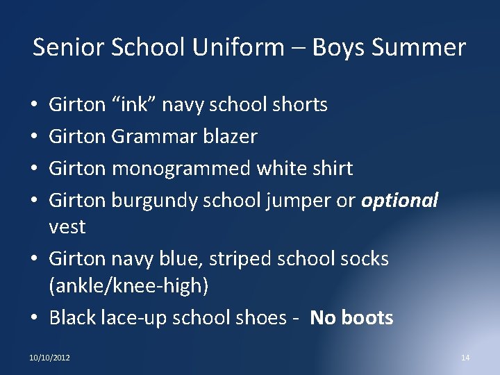 Senior School Uniform – Boys Summer Girton “ink” navy school shorts Girton Grammar blazer