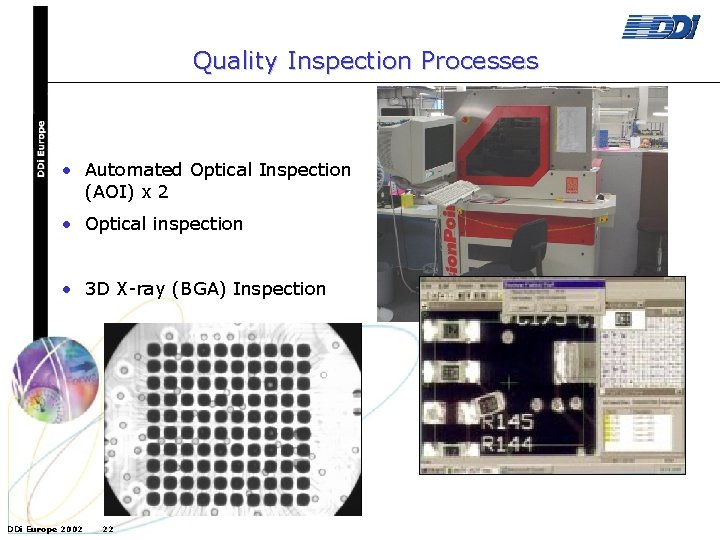 Quality Inspection Processes • Automated Optical Inspection (AOI) x 2 • Optical inspection •
