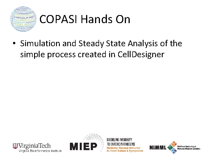 COPASI Hands On • Simulation and Steady State Analysis of the simple process created