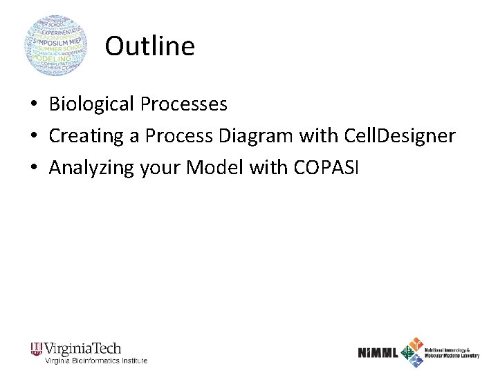 Outline • Biological Processes • Creating a Process Diagram with Cell. Designer • Analyzing