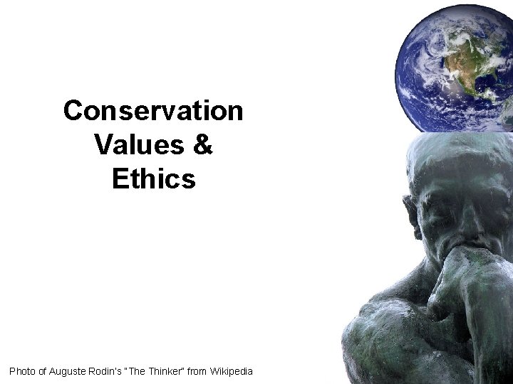 Conservation Values & Ethics Photo of Auguste Rodin’s “The Thinker” from Wikipedia 