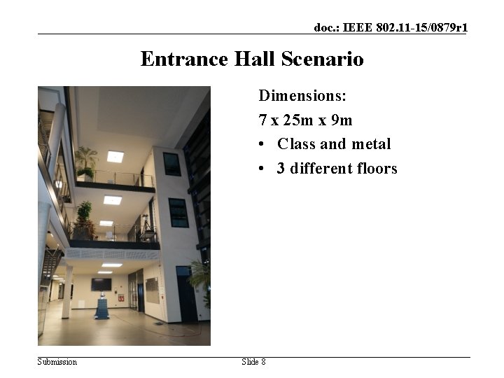 doc. : IEEE 802. 11 -15/0879 r 1 Entrance Hall Scenario Dimensions: 7 x