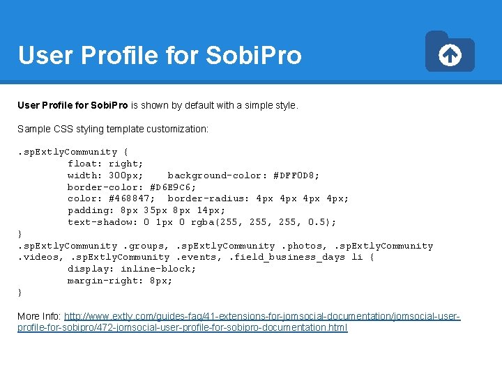 User Profile for Sobi. Pro is shown by default with a simple style. Sample