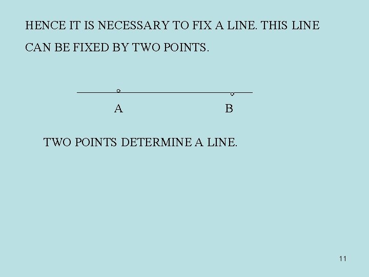 HENCE IT IS NECESSARY TO FIX A LINE. THIS LINE CAN BE FIXED BY