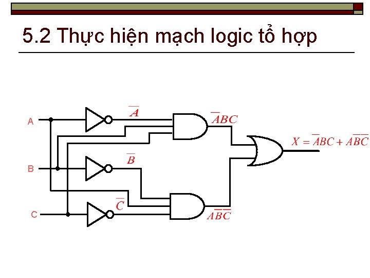 5. 2 Thực hiện mạch logic tổ hợp A B C 