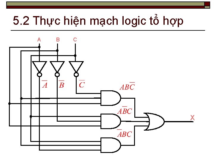 5. 2 Thực hiện mạch logic tổ hợp A B C X 
