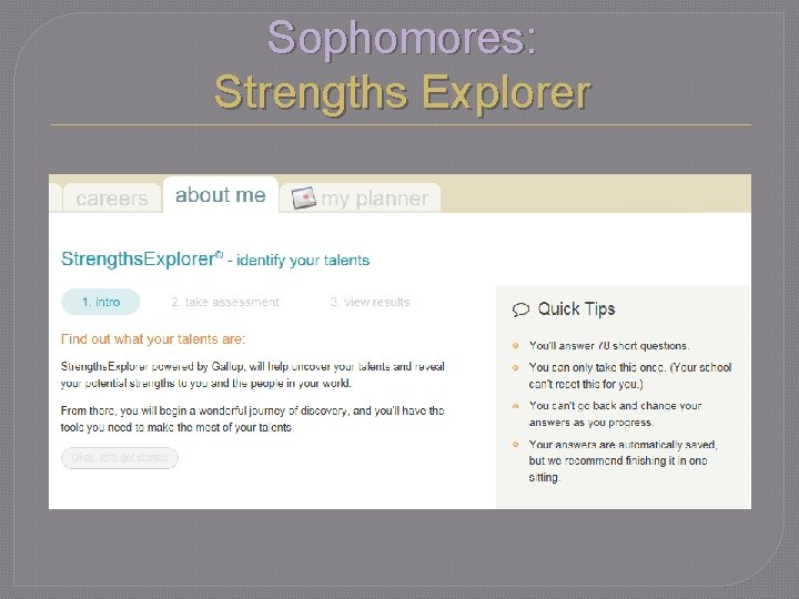 Sophomores: Strengths Explorer 