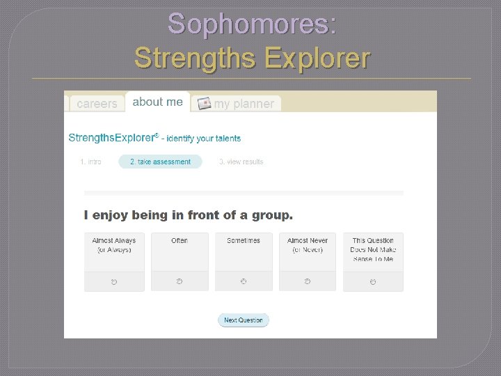 Sophomores: Strengths Explorer 