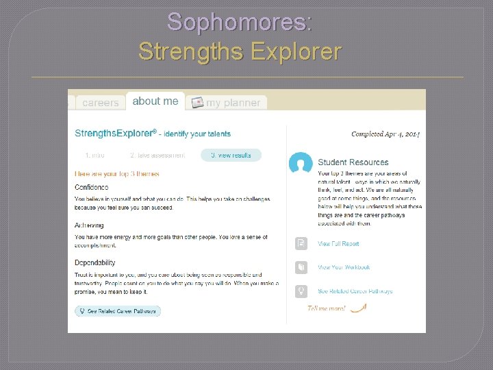 Sophomores: Strengths Explorer 