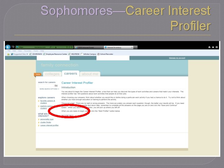 Sophomores—Career Interest Profiler 
