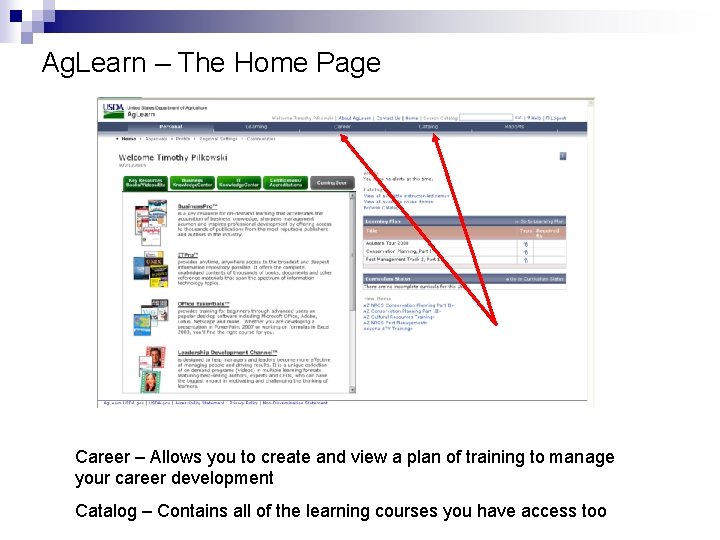 Ag. Learn – The Home Page Career – Allows you to create and view