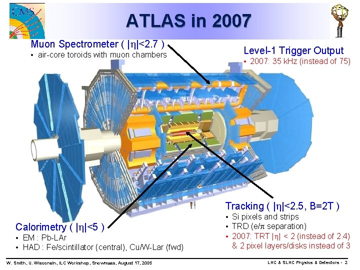 ATLAS in 2007 Muon Spectrometer ( | |<2. 7 ) • air-core toroids with