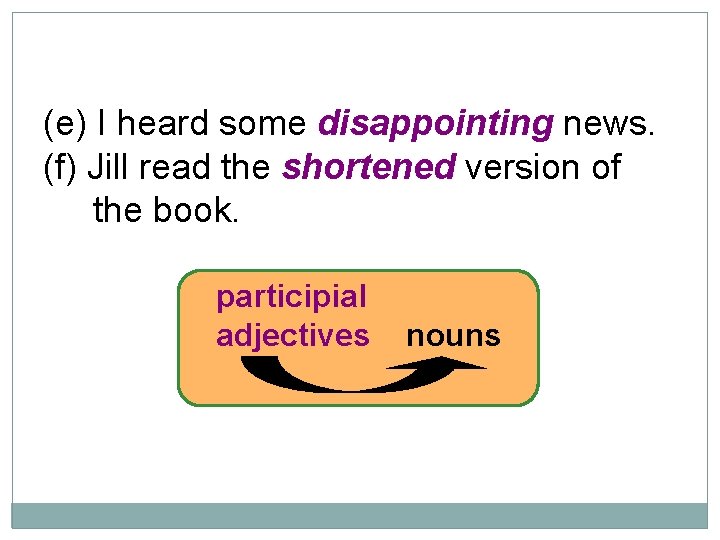10 -7 PARTICIPIAL ADJECTIVES: -ED VS. -ING (e) I heard some disappointing news. (f)