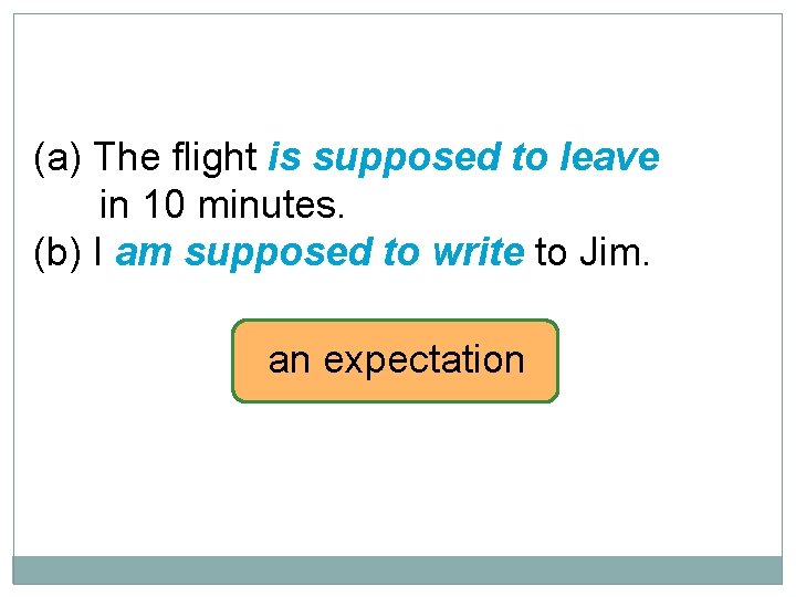 10 -11 USING BE SUPPOSED TO (a) The flight is supposed to leave in