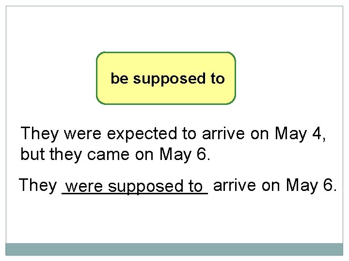 10 -11 LET’S PRACTICE be supposed to They were expected to arrive on May
