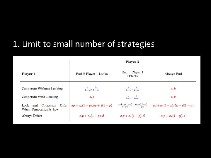 1. Limit to small number of strategies 