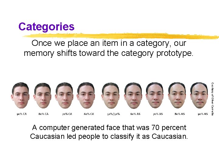 Categories Once we place an item in a category, our memory shifts toward the Categories Once we place an item in a category, our memory shifts toward the