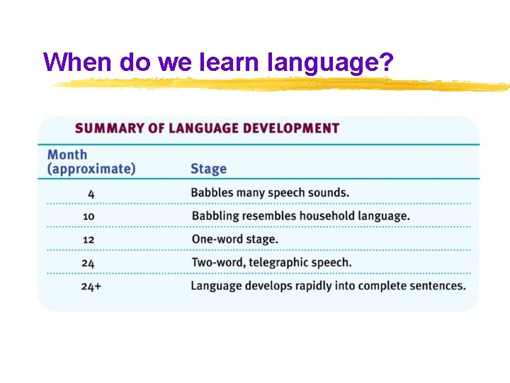 When do we learn language? When do we learn language?