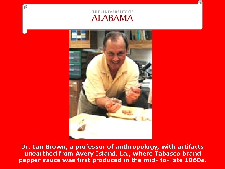 Dr. Ian Brown, a professor of anthropology, with artifacts unearthed from Avery Island, La.