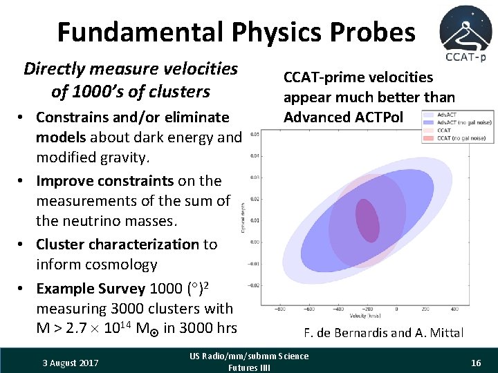 Fundamental Physics Probes Directly measure velocities of 1000’s of clusters • Constrains and/or eliminate