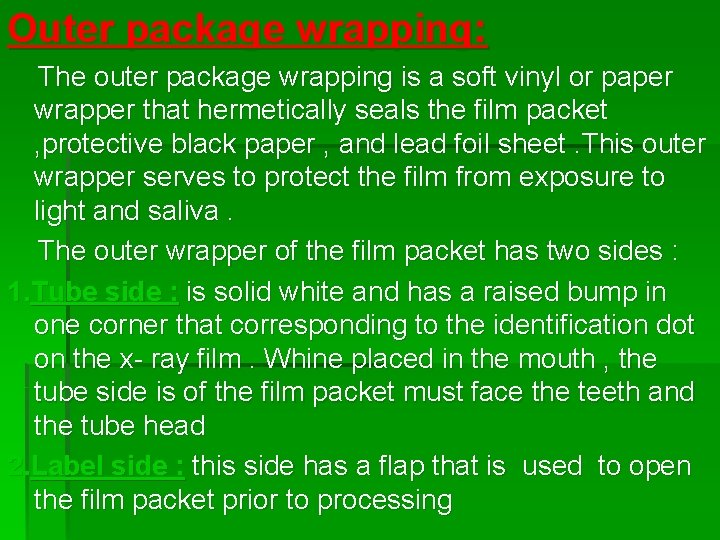 Outer package wrapping: The outer package wrapping is a soft vinyl or paper wrapper