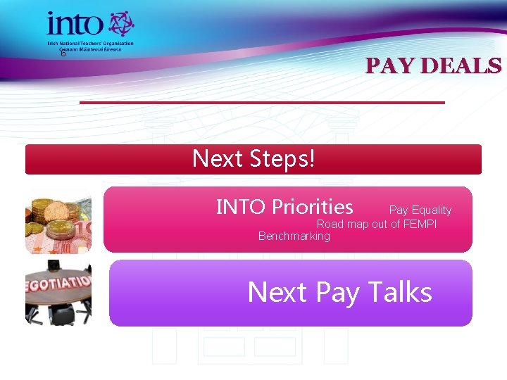 6 PAY DEALS Next Steps! INTO Priorities Pay Equality Road map out of FEMPI