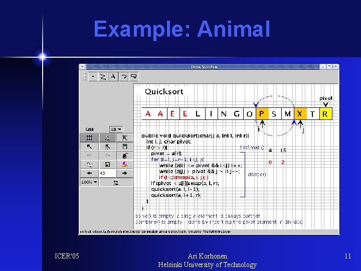 Example: Animal ICER'05 Ari Korhonen Helsinki University of Technology 11 