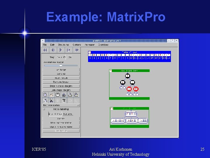 Example: Matrix. Pro ICER'05 Ari Korhonen Helsinki University of Technology 25 