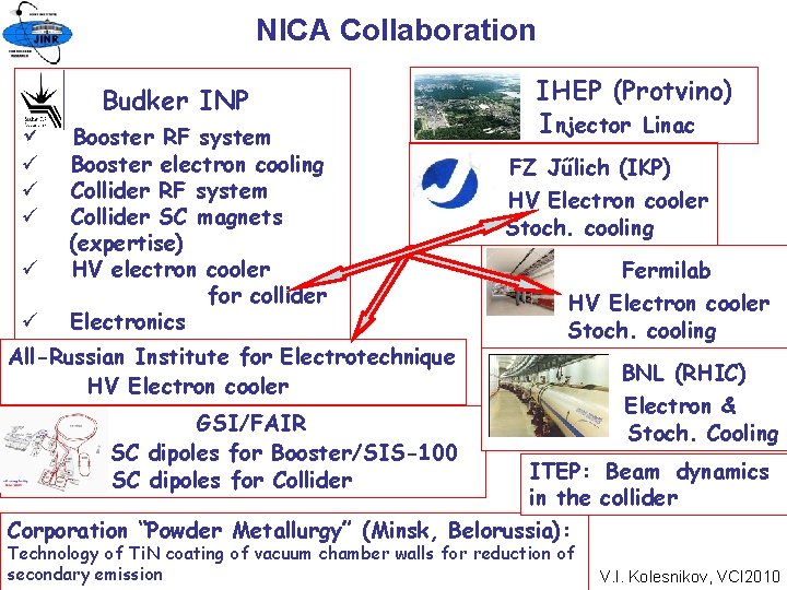 NICA Collaboration Budker INP ü ü ü Booster RF system Booster electron cooling Collider