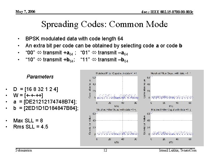 May 7, 2006 doc. : IEEE 802. 15 -0700 -00 -003 c Spreading Codes: