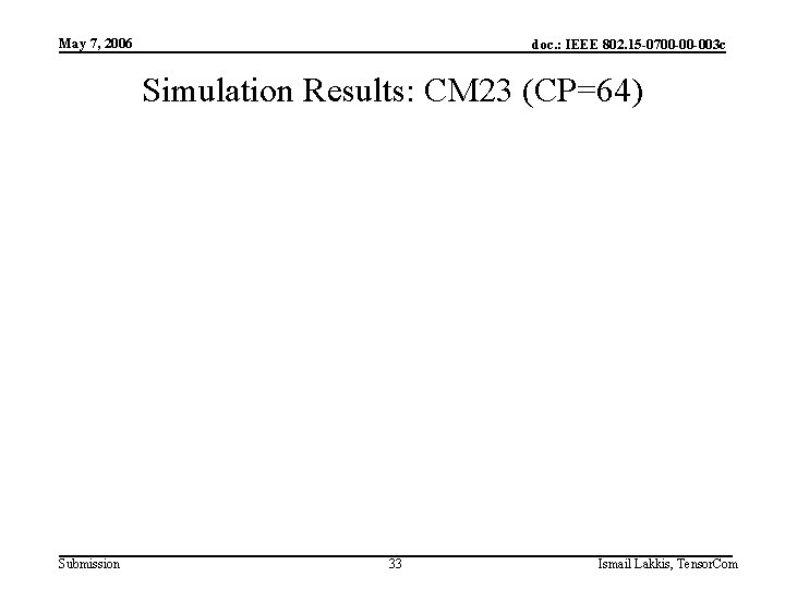 May 7, 2006 doc. : IEEE 802. 15 -0700 -00 -003 c Simulation Results: