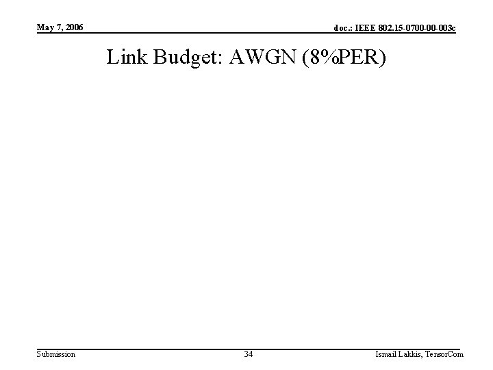 May 7, 2006 doc. : IEEE 802. 15 -0700 -00 -003 c Link Budget: