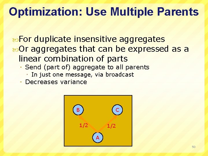 Optimization: Use Multiple Parents For duplicate insensitive aggregates Or aggregates that can be expressed