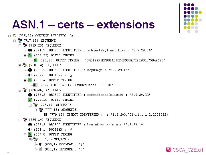 ASN. 1 – certs – extensions CSCA_CZE. crt 