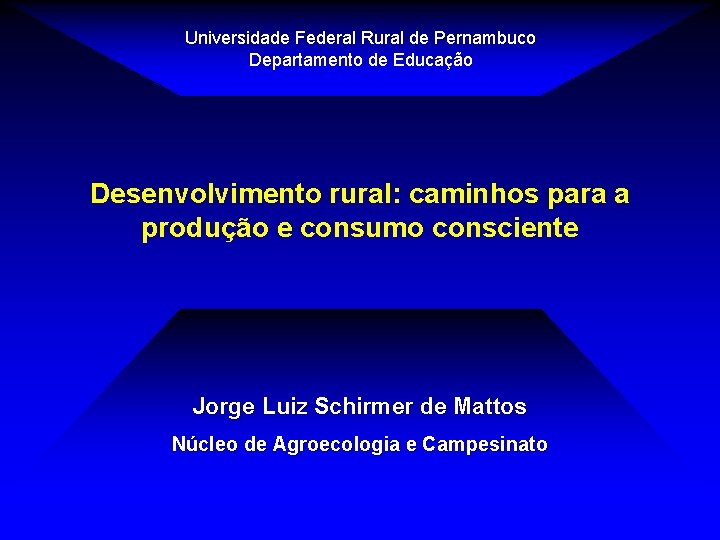 Universidade Federal Rural de Pernambuco Departamento de Educação Desenvolvimento rural: caminhos para a produção