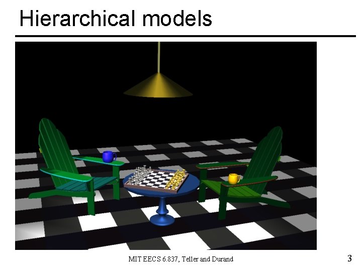 Hierarchical models MIT EECS 6. 837, Teller and Durand 3 