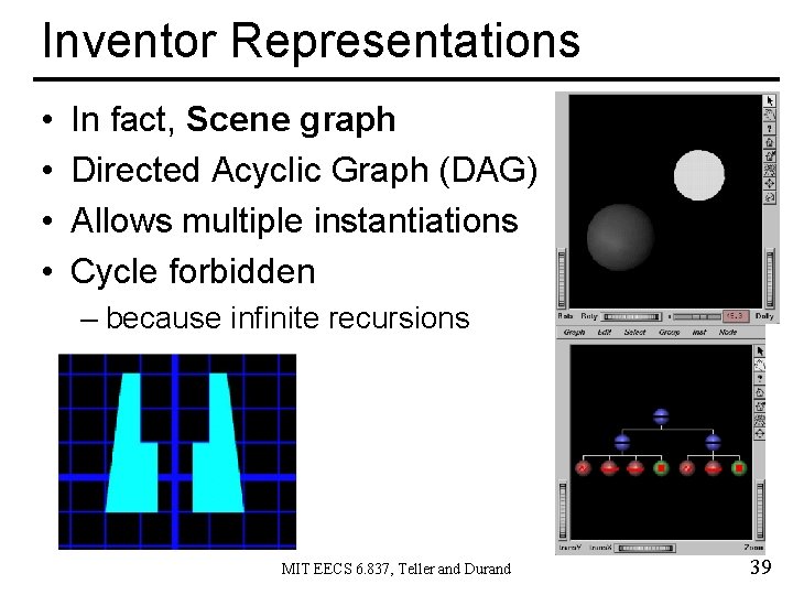 Inventor Representations • • In fact, Scene graph Directed Acyclic Graph (DAG) Allows multiple