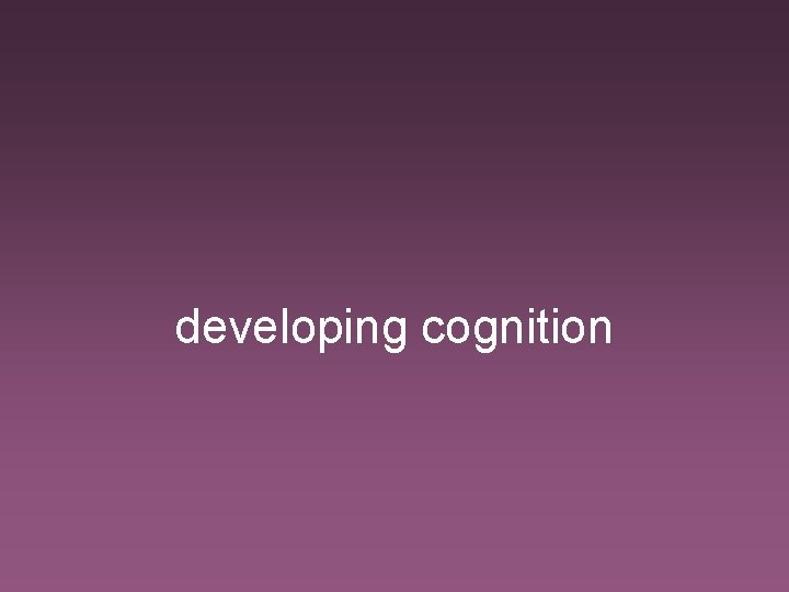 developing cognition 