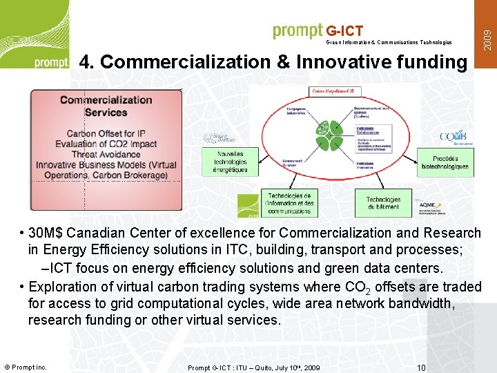 Green Information & Communications Technologies 4. Commercialization & Innovative funding 2009 G-ICT • 30