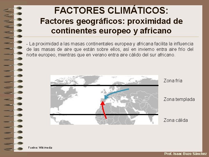 FACTORES CLIMÁTICOS: Factores geográficos: proximidad de continentes europeo y africano - La proximidad a