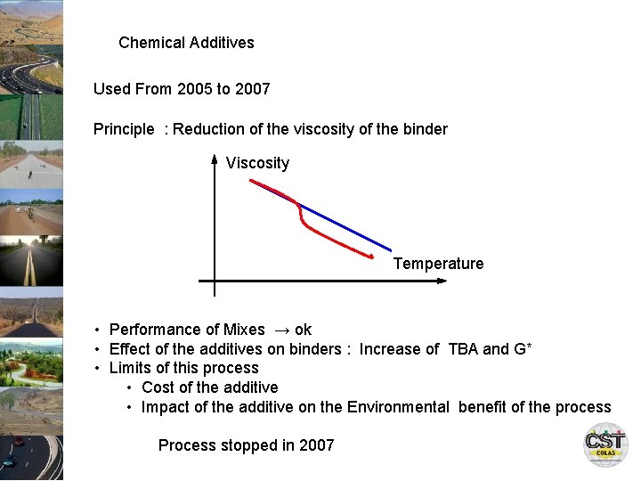 Chemical Additives Used From 2005 to 2007 Principle : Reduction of the viscosity of