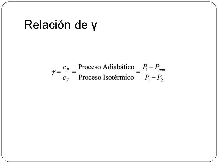 Relación de γ 