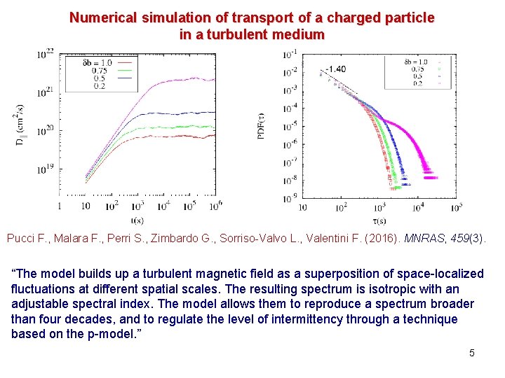 Numerical simulation of transport of a charged particle in a turbulent medium Pucci F.