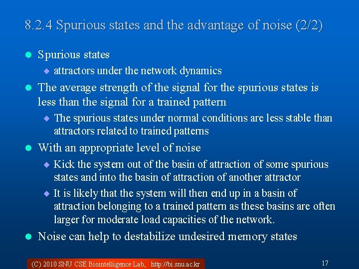 8. 2. 4 Spurious states and the advantage of noise (2/2) l Spurious states