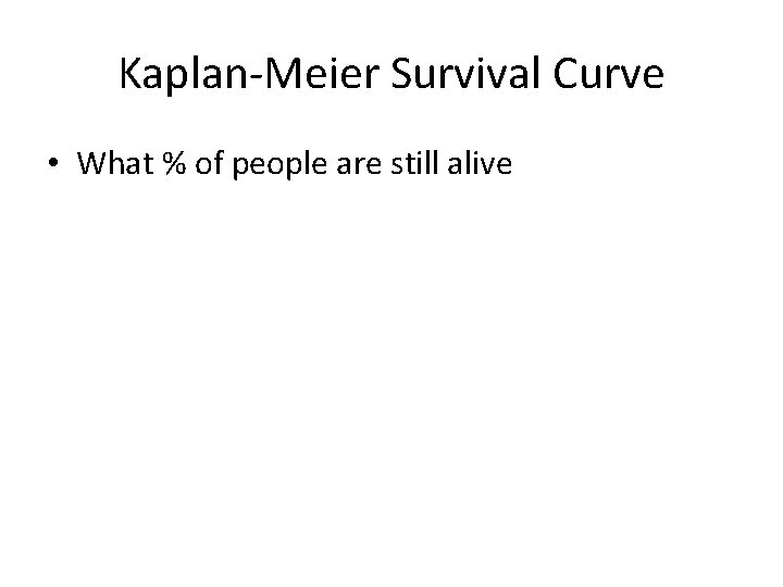 Kaplan-Meier Survival Curve • What % of people are still alive 