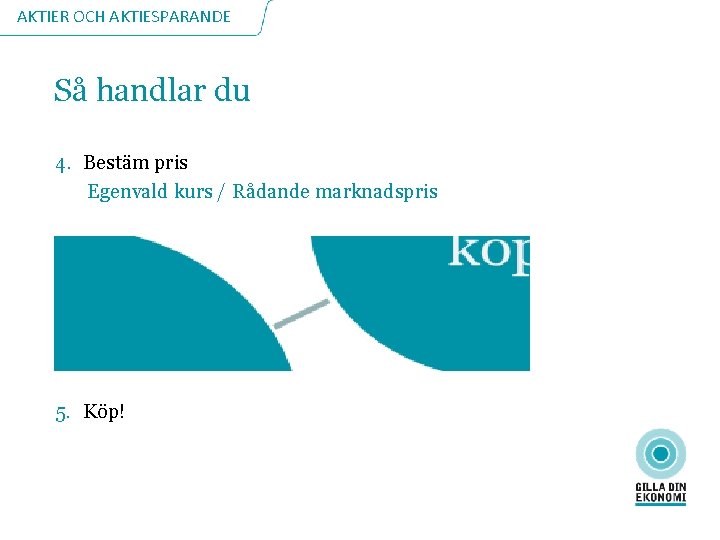 AKTIER OCH AKTIESPARANDE Så handlar du 4. Bestäm pris Egenvald kurs / Rådande marknadspris