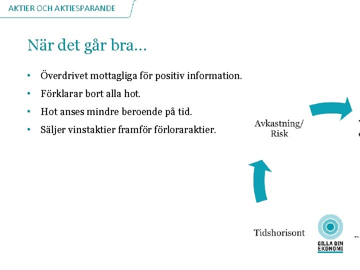 AKTIER OCH AKTIESPARANDE När det går bra… • Överdrivet mottagliga för positiv information. •